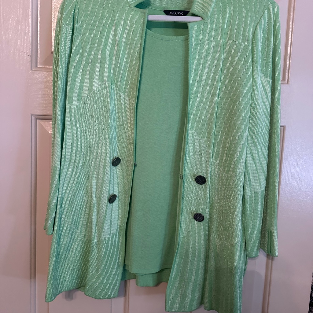 Misook Light Green Knit Set